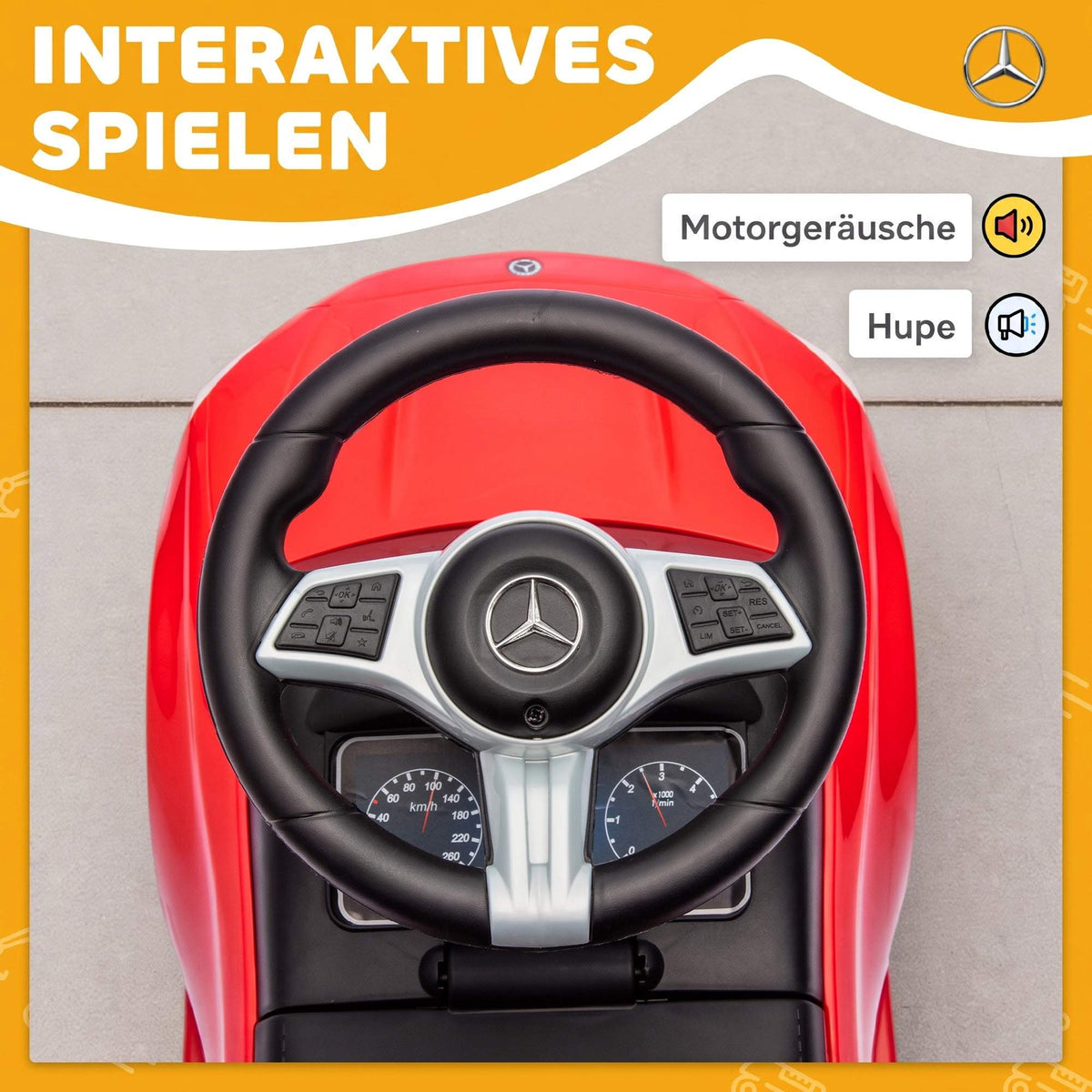 Red Ride-On Car for Kids 18-36 Months with Horn & Storage
