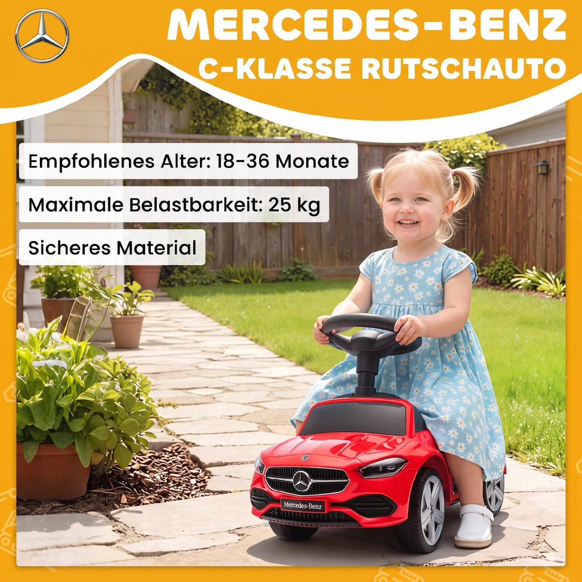 Red Ride-On Car for Kids 18-36 Months with Horn & Storage