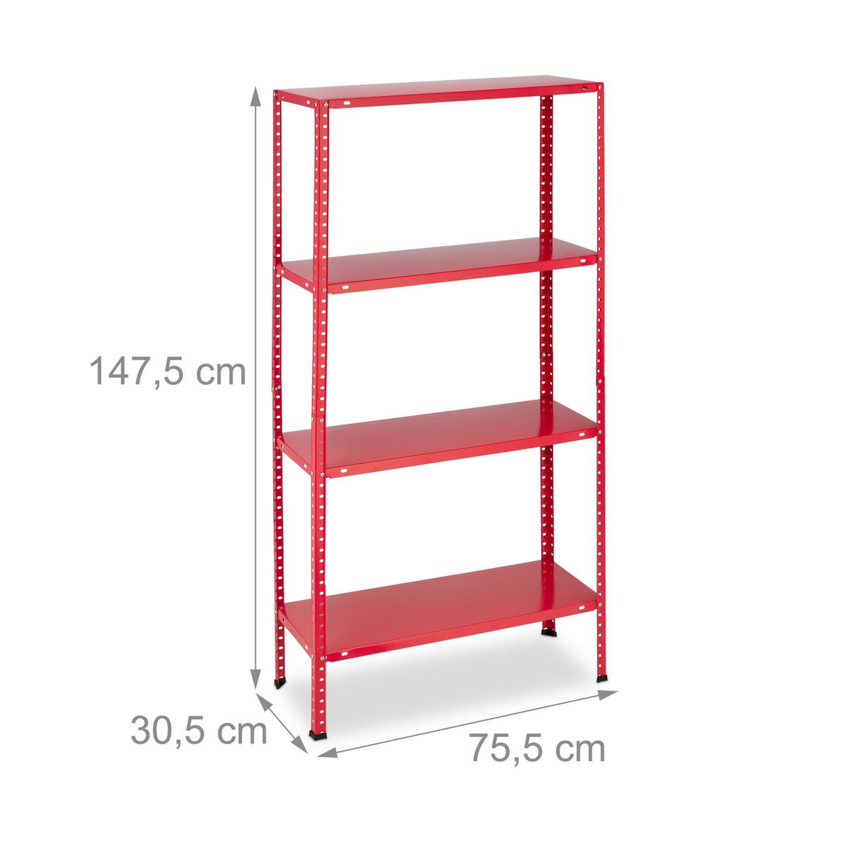 Red heavy duty shelving unit set of 2 4 levels