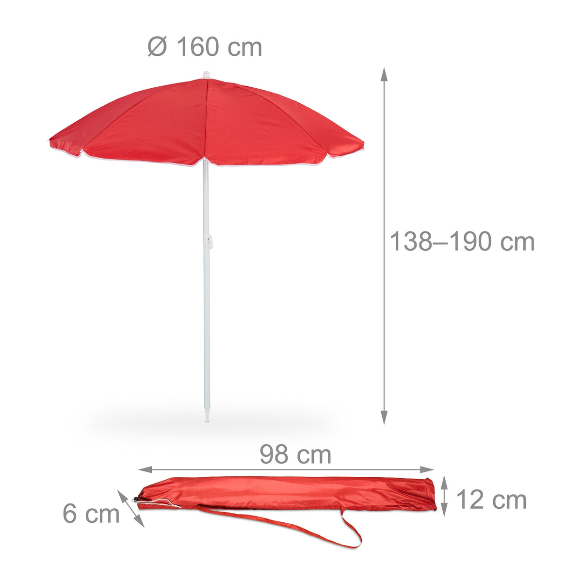 Red parasol 160 cm