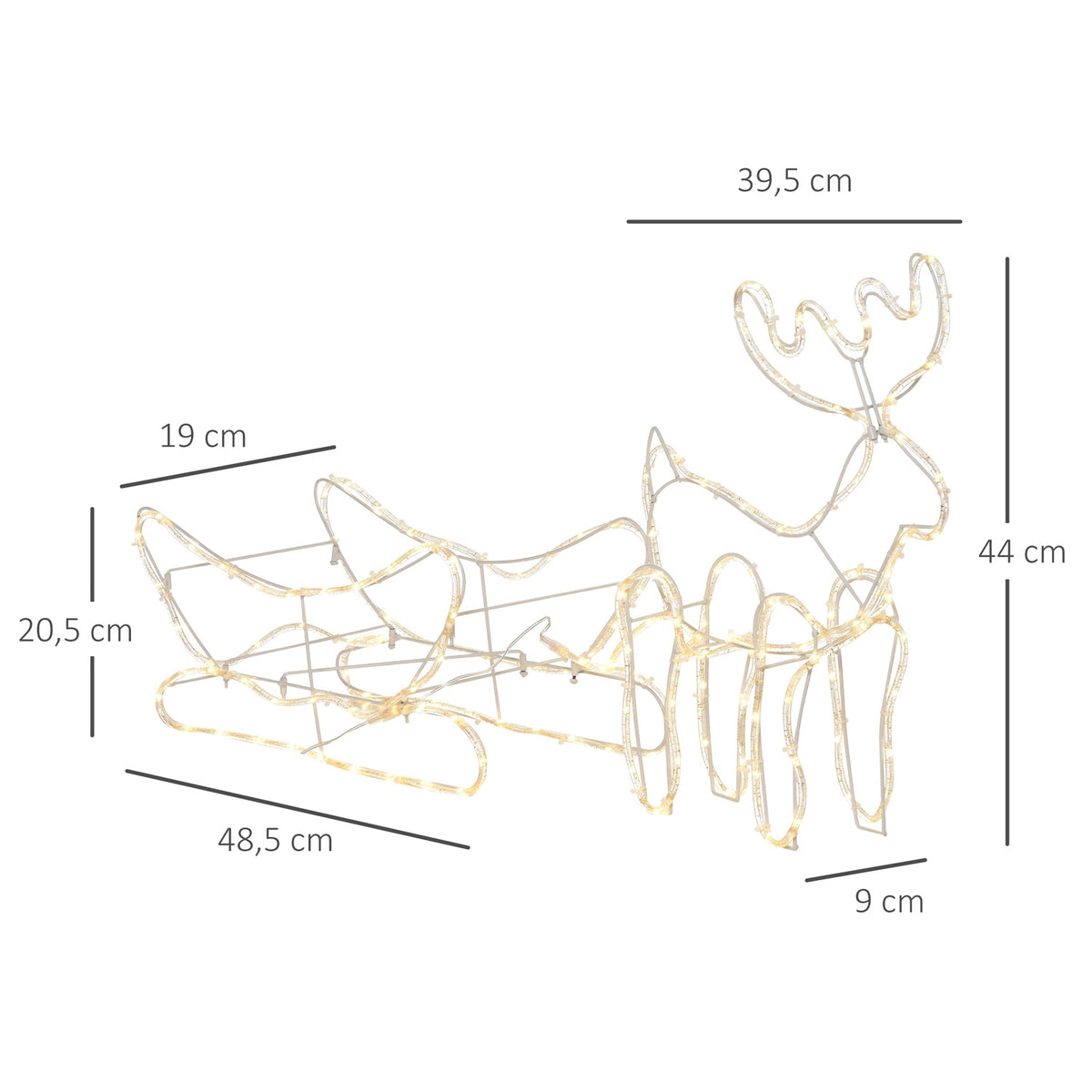 Reindeer With Sleigh Christmas Lights 160 Led Figure Light Figure Christmas Decoration Ip44 Waterproof Christmas Lights Plastic