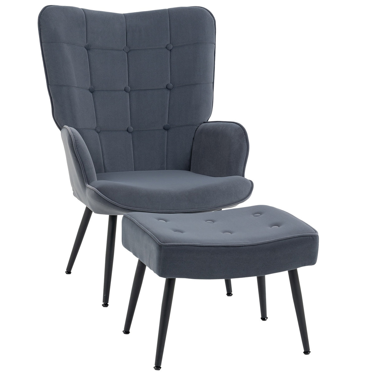 Relax Chair Velvet Cover Armrests Footstool Dining Chair Relax Chair