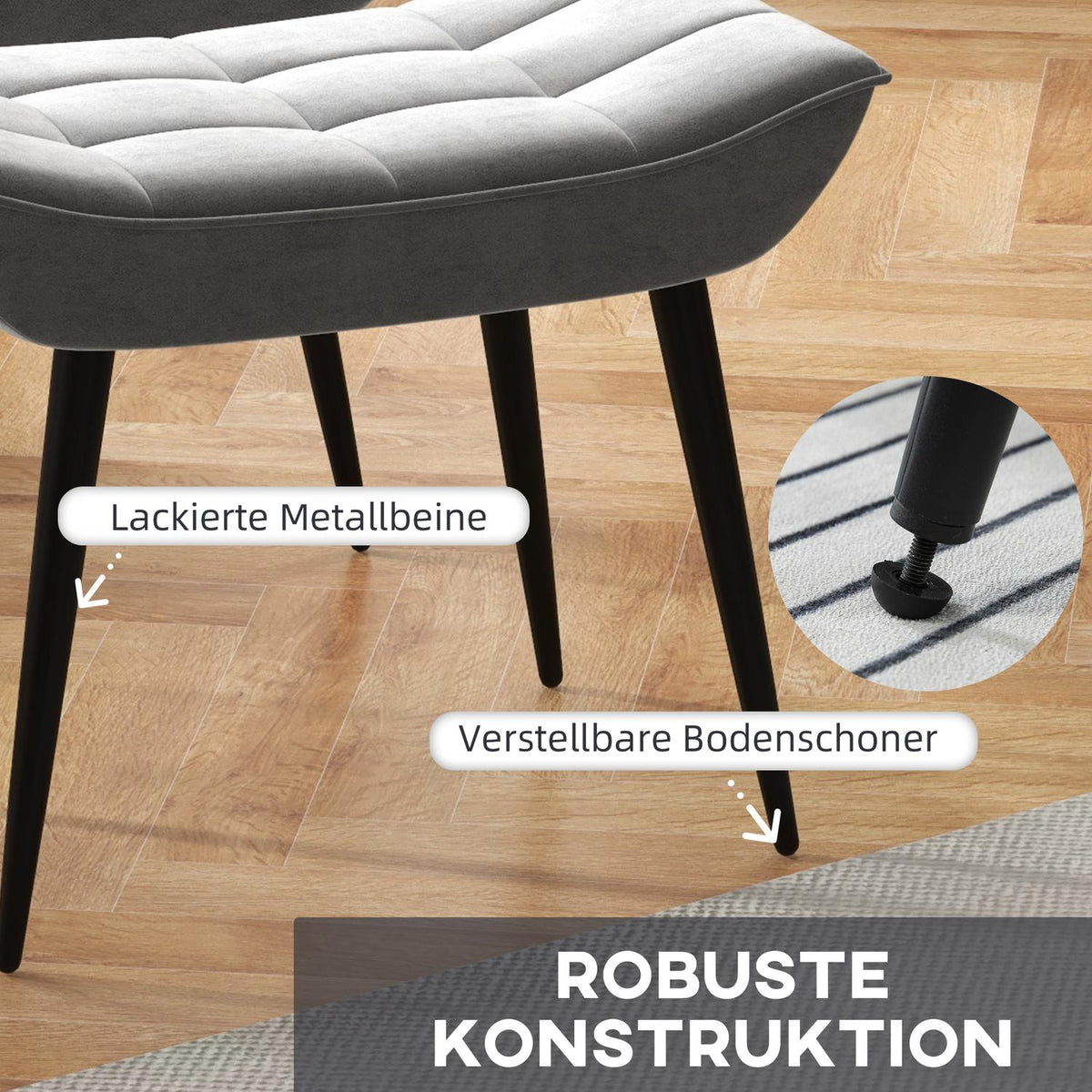 Relax Chair With Stool, Lounge Chair With Footstool, Relax Chair With Velvet Cover, Tv Chair With Cushions, Dining Chair, Gray