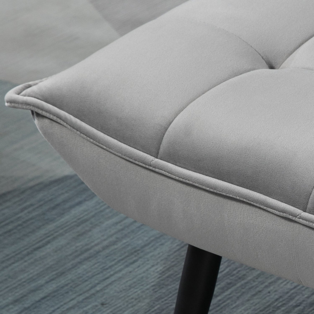 Relax Chair With Stool, Lounge Chair With Footstool, Relax Chair With Velvet Cover, Tv Chair With Cushions, Dining Chair, Gray