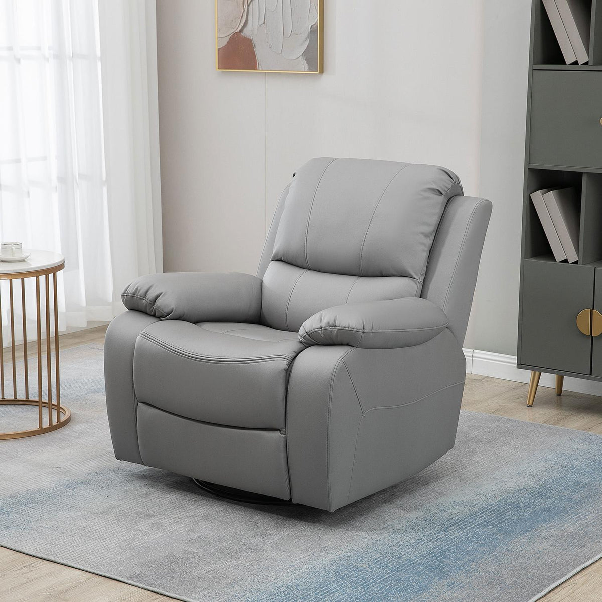 Relaxation Chair 135° Tilting, Rotating Tv Chair With Footrest, Polyester, Gray, Up To 150 Kg, 72X71X60Cm