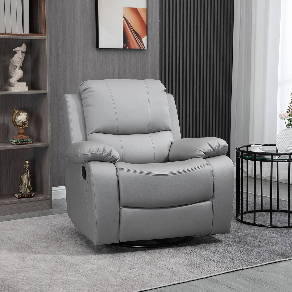 Relaxation Chair 135° Tilting, Rotating Tv Chair With Footrest, Polyester, Gray, Up To 150 Kg, 72X71X60Cm