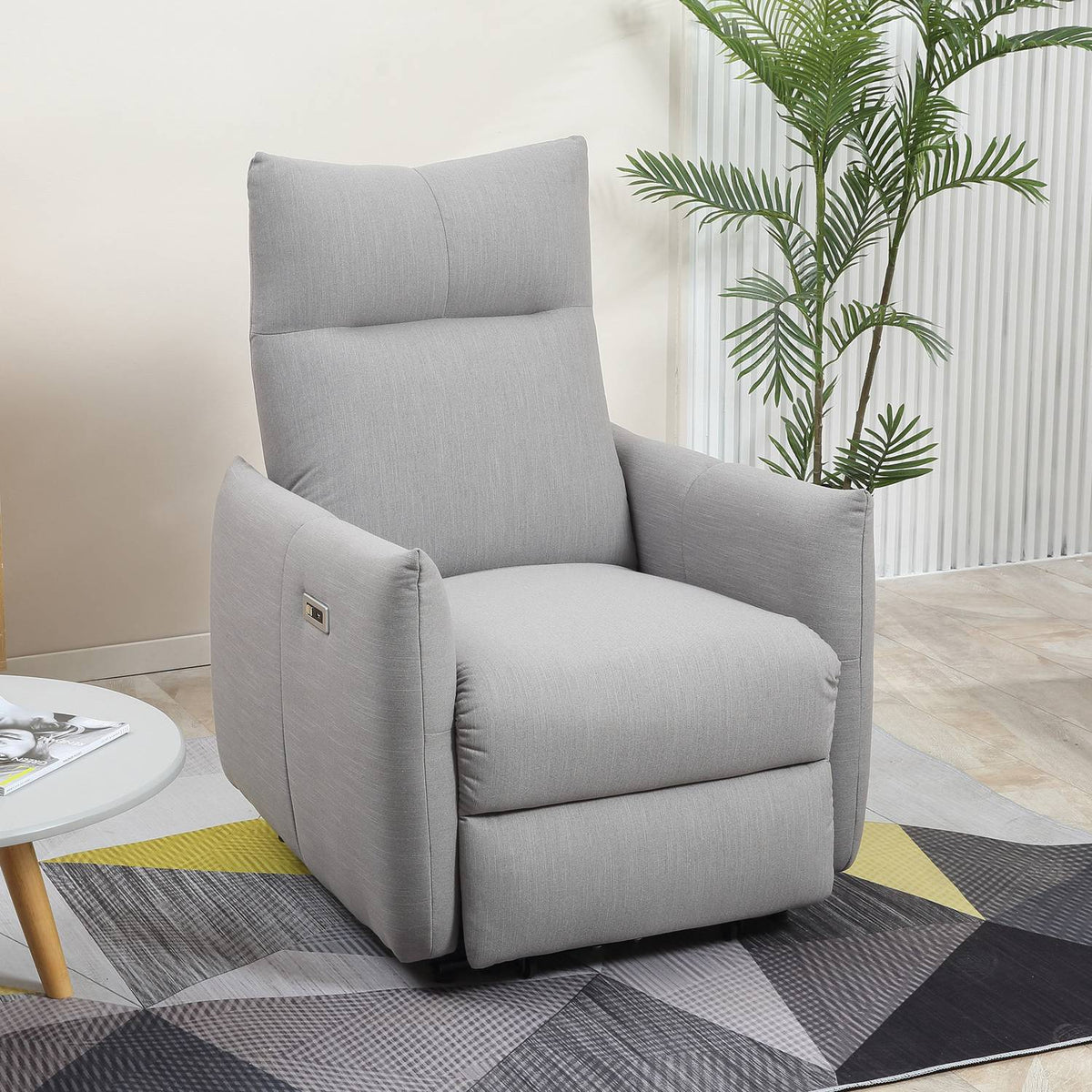 Relaxation Chair, Lounge Chair, Tv Armchair, Single Sofa, 140° Tiltable, Tv Armchair With Usb Port, Up To 150 Kg, 52.2W, Polyester, Gray, 77 X 89 X 107 Cm