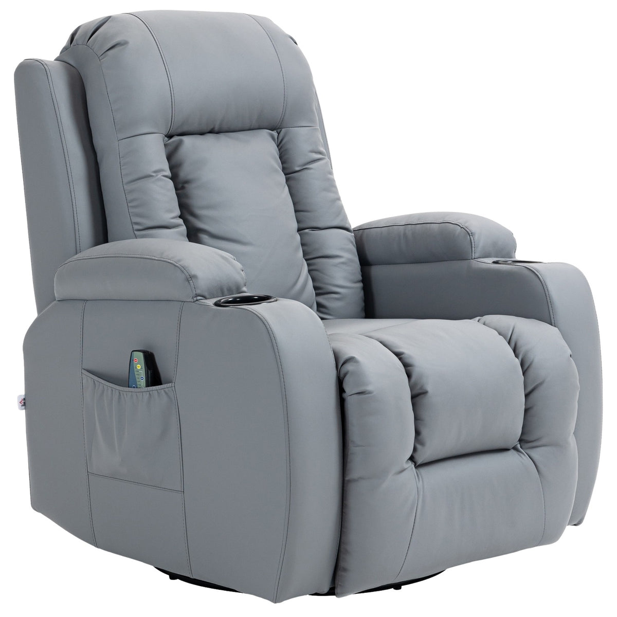 Relaxation Chair Massage Function Electric Tv Chair Reclining Function Rocker Function Rotatable Remote Control Up To 150Kg Artificial Leather Light Gray