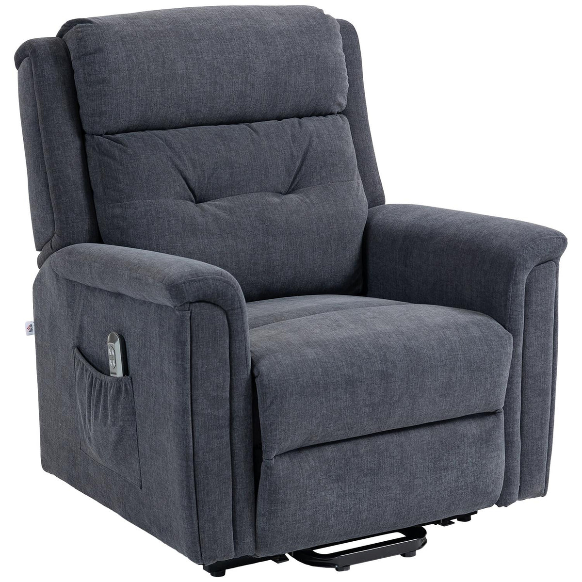 Relaxation Chair, Stand-Up Aid, Electric Tv Chair, Reclining Function, Senior Chair, Remote Control, Side Pocket, Dark Gray