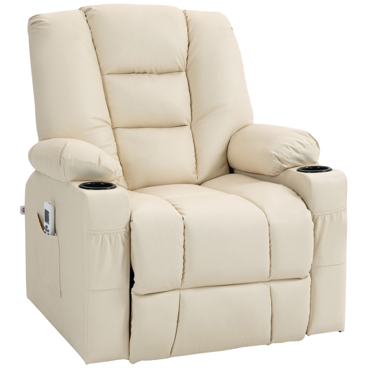 Relaxation Chair Stand Up Electric Tv Chair Usb Massage Chair Remote Control Wheels Cup Holder Cream