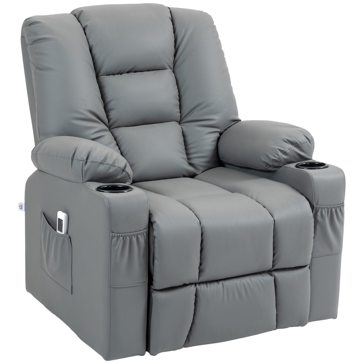 Relaxation Chair Stand Up Electric Tv Chair Usb Massage Chair Remote Control Wheels Cup Holder Gray