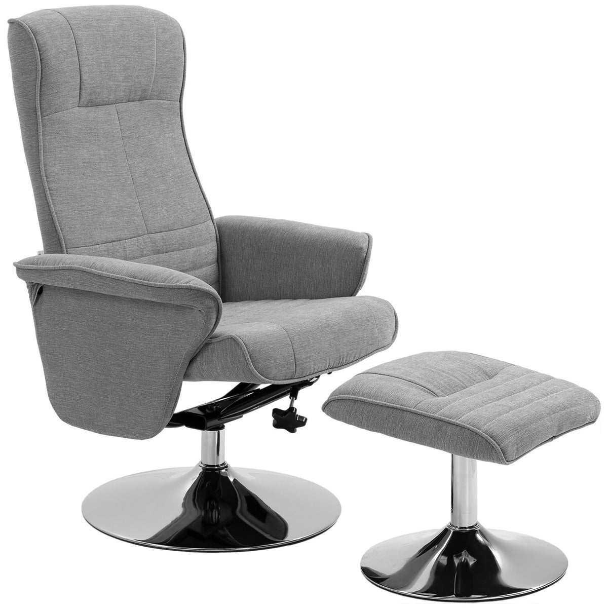 Relaxation Chair Stool Rotatable Tv Chair Reclining Function Tv Chair Up To 150Kg Reclining Chair Velvet Gray