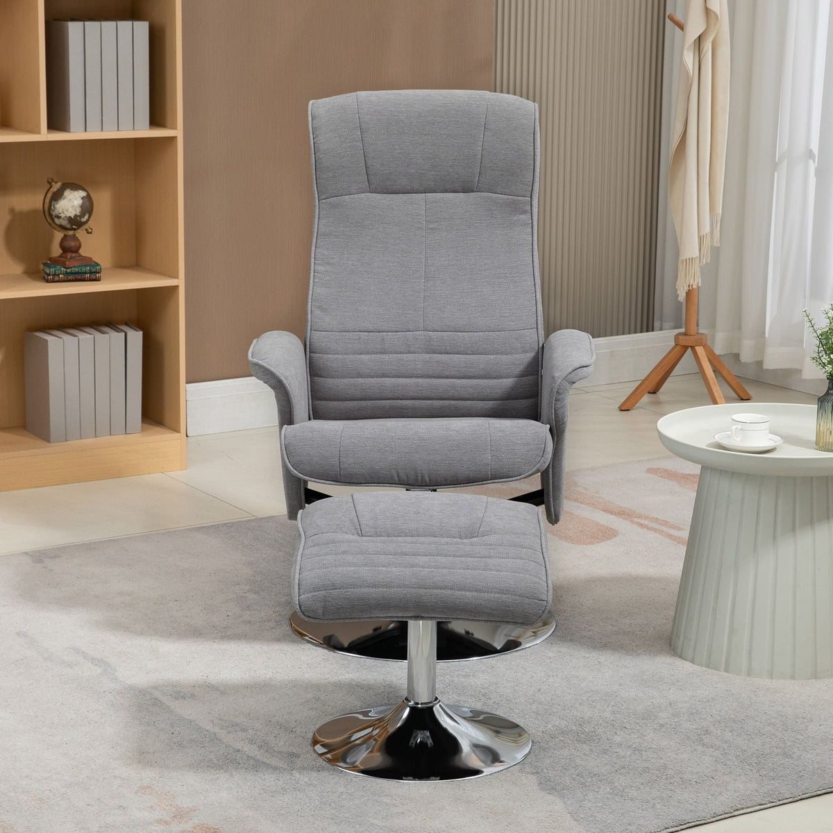Relaxation Chair Stool Rotatable Tv Chair Reclining Function Tv Chair Up To 150Kg Reclining Chair Velvet Gray