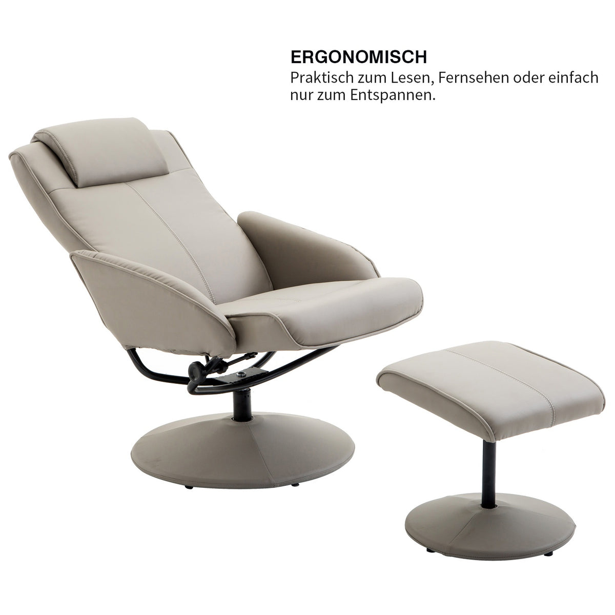 Relaxation Chair Tv Chair Armchair 360° Rotatable With Footrest Gray L78 × W71 × H101 Cm