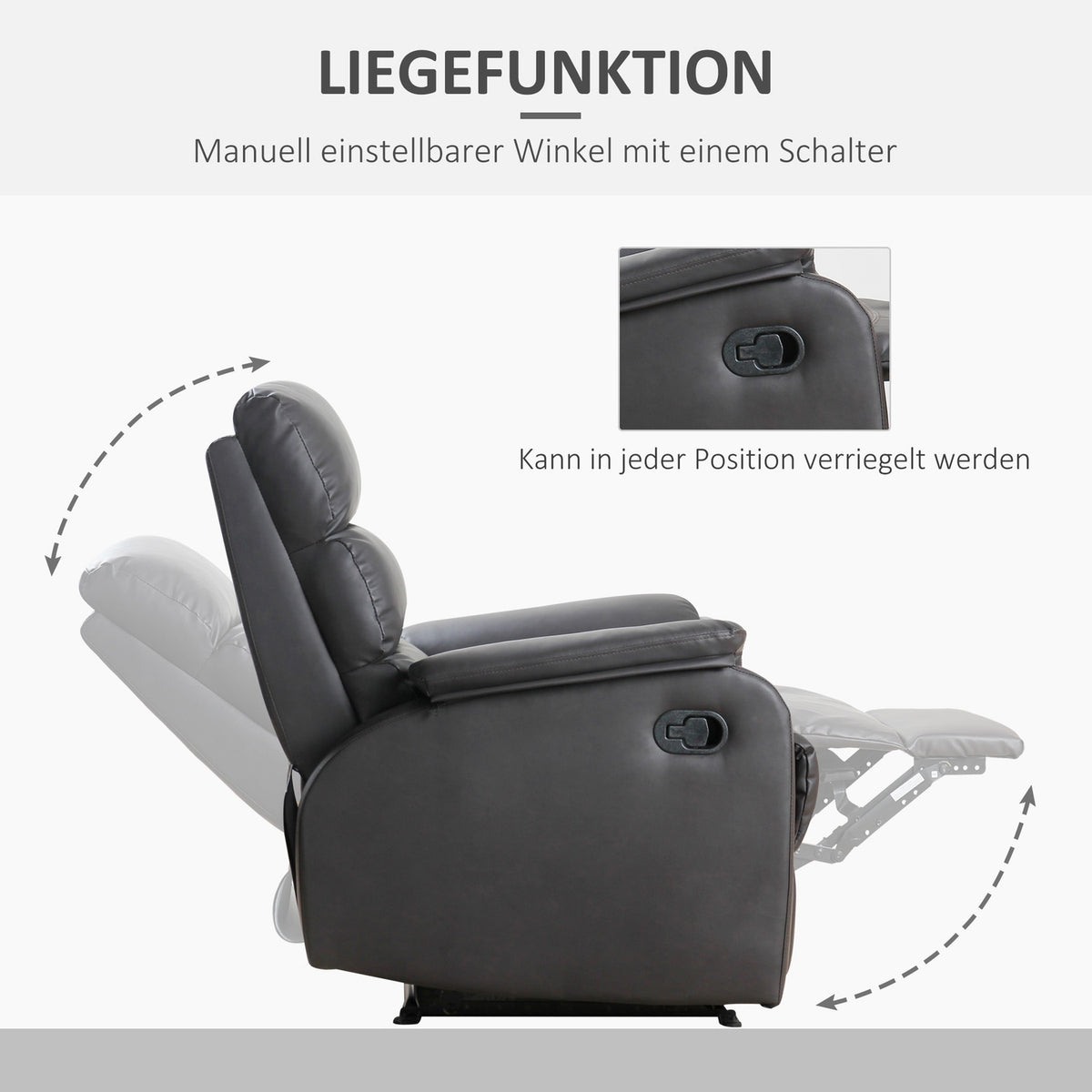 Relaxation Chair, Tv Chair, Couch Chair, Recliner, Angle Desk With Cpu Stand, Adjustable, Ergonomic, Faux Leather, Brown, 75 X 92 X 99 Cm
