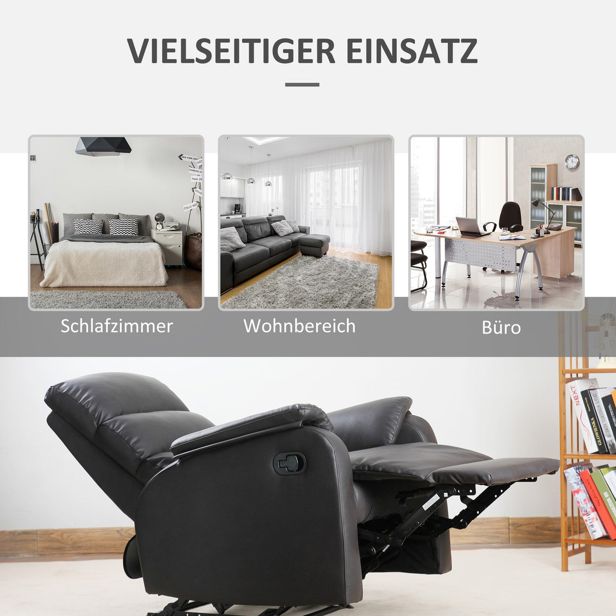 Relaxation Chair, Tv Chair, Couch Chair, Recliner, Angle Desk With Cpu Stand, Adjustable, Ergonomic, Faux Leather, Brown, 75 X 92 X 99 Cm