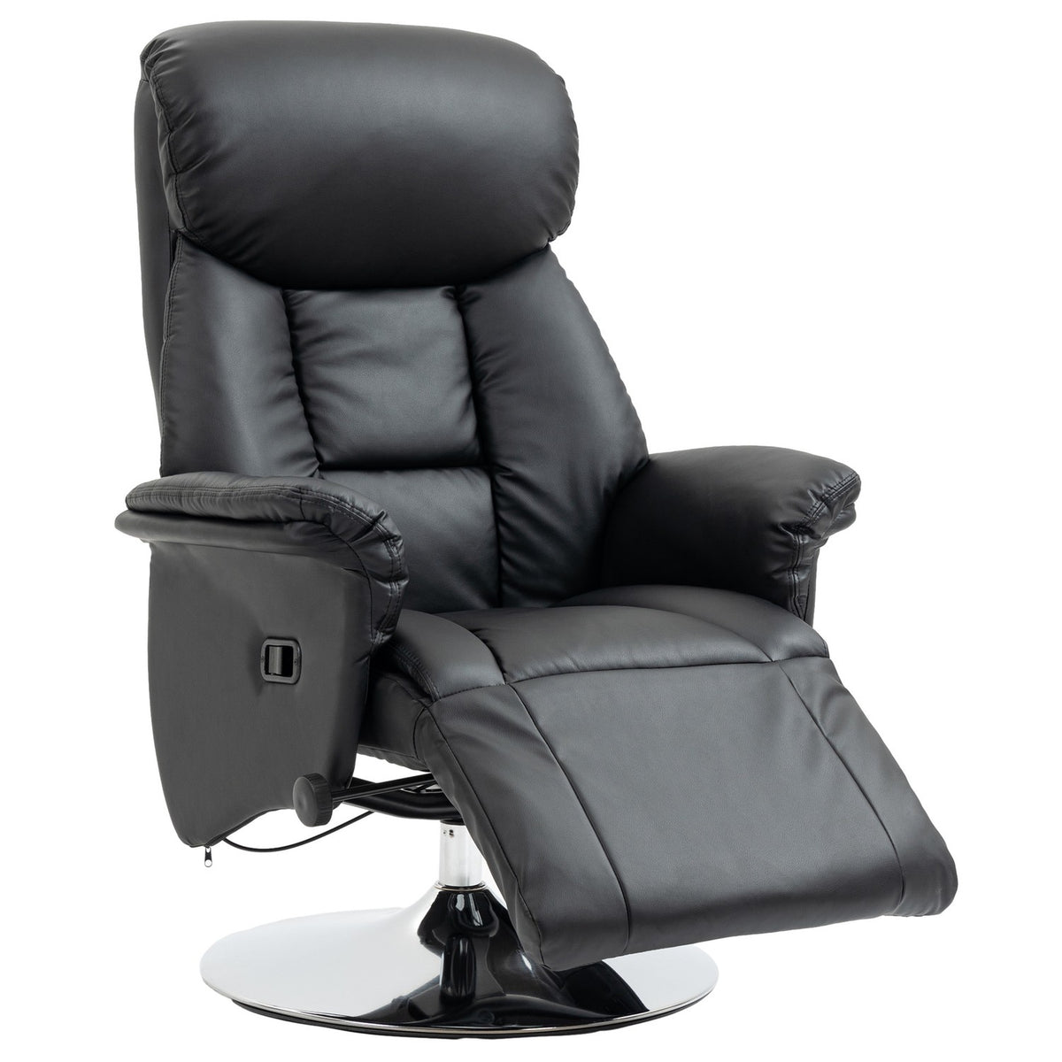Relaxation Chair Tv Chair Manually Adjustable Backrest Footrest Non-Slip Up To 150Kg Artificial Leather Black