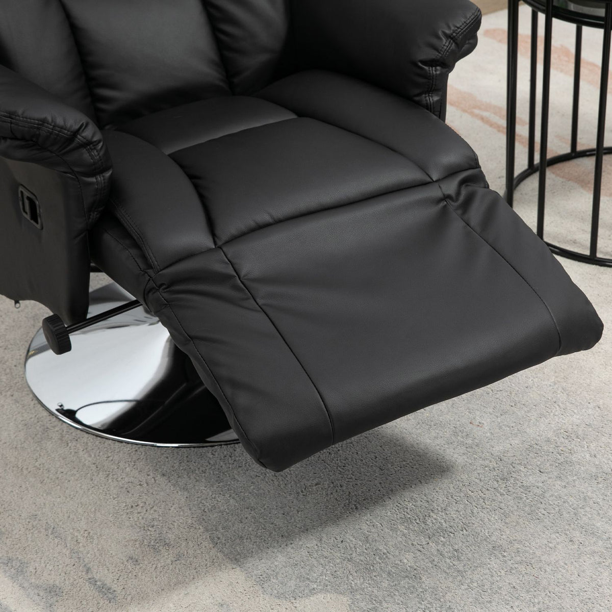 Relaxation Chair Tv Chair Manually Adjustable Backrest Footrest Non-Slip Up To 150Kg Artificial Leather Black