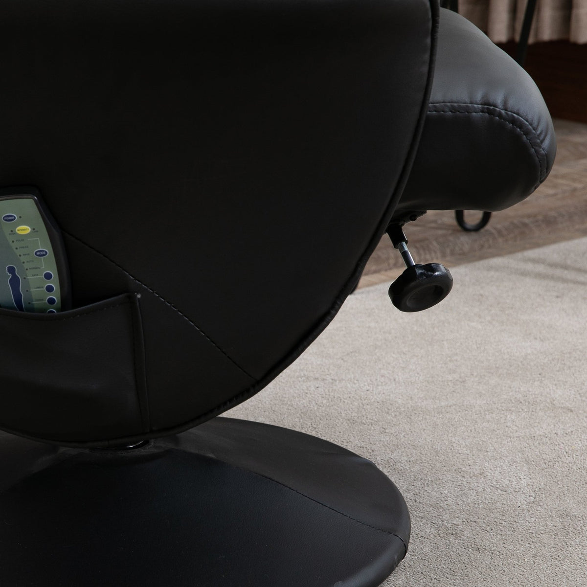 Relaxation Chair, Tv Chair, Massage Chair With Stool, Storage Space With 10 Vibration Points, Faux Leather, Black, 76 X 81 X 105 Cm