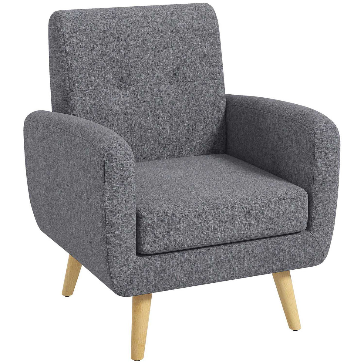 Relaxation Chair, Tv Chair, Upholstered Chair With Linen Look Seat Cushion, Wooden Legs, For Living Room, Bedroom, Light Gray