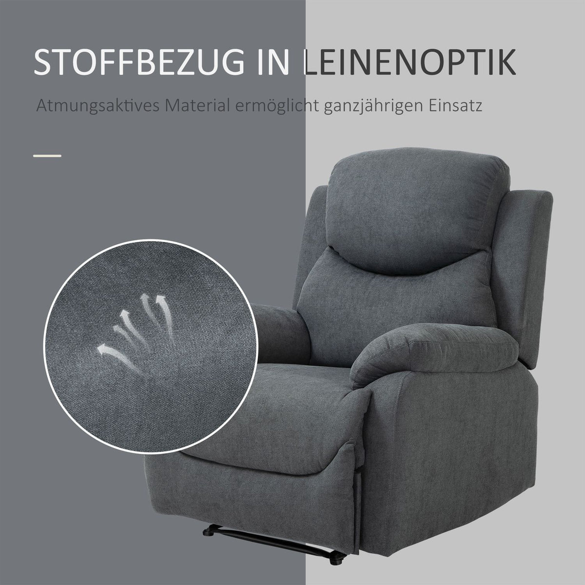 Relaxation Chair, Tv Chair With Reclining Function, Reclining Chair In Linen Look, Up To 150 Kg, Tv Chair