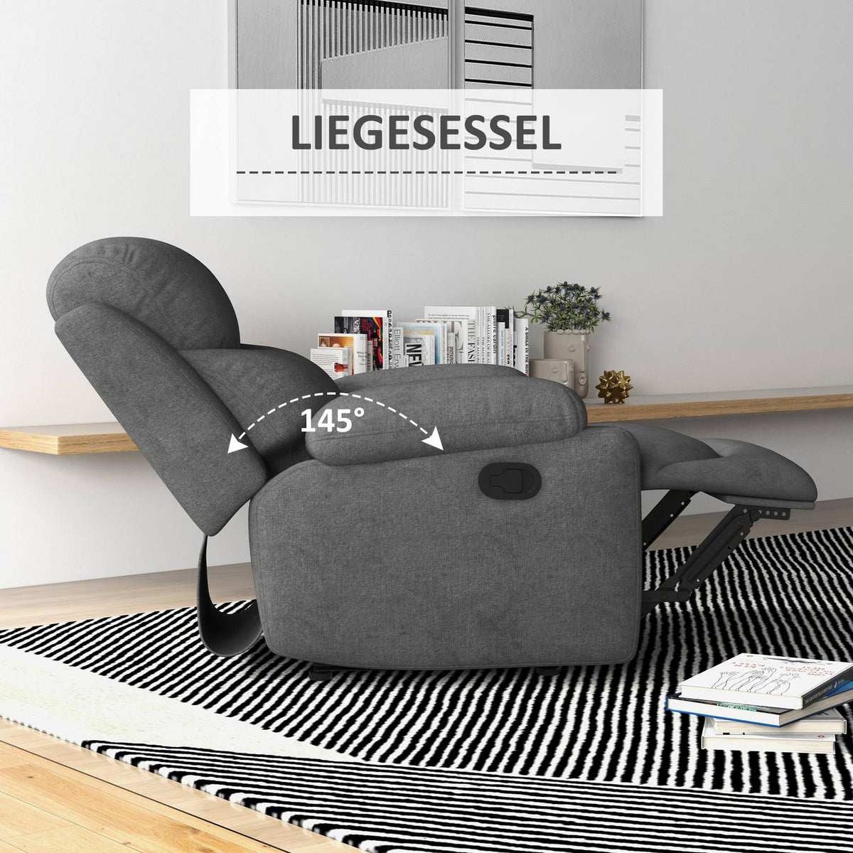 Relaxation Chair, Tv Chair With Reclining Function, Reclining Chair, Upholstered Tv Chair With Linen Look, Recliner For Bedroom, Gray