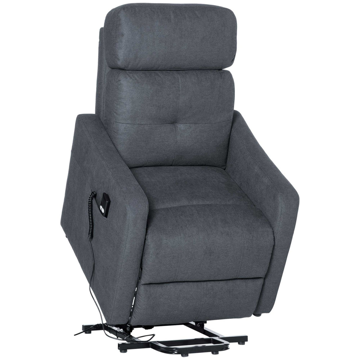 Relaxation Chair Tv Chair With Reclining Function Stand-Up Aid Polyester Fabric Steel Gray 71 X 94 X 104 Cm