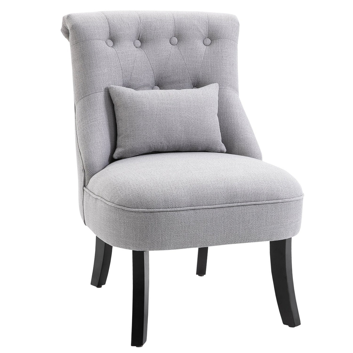 Relaxation Chair With Back Cushion, Tv Chair, Raised Feet, Linen, Gray, 52.5X69X77Cm