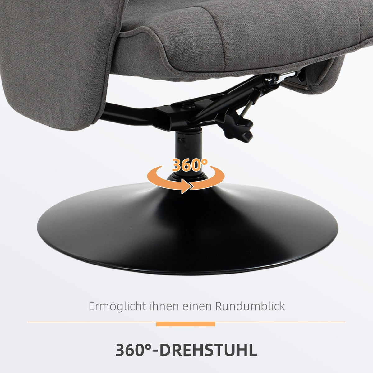 Relaxation Chair With Footstool 360° Rotating Tv Chair Adjustable Backrest Armchair With Stool Foam Dark Gray 69 X 71 X 104 Cm