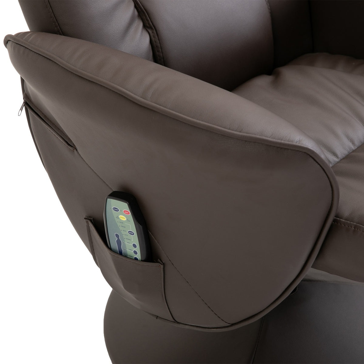 Relaxation Chair With Footstool Storage Space Massage Chair Tv Chair Recliner Ergonomic Chair With 10 Vibration Points Faux Leather Brown 76X81X105 Cm