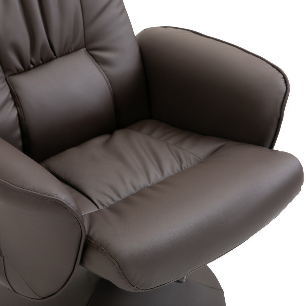 Relaxation Chair With Footstool Storage Space Massage Chair Tv Chair Recliner Ergonomic Chair With 10 Vibration Points Faux Leather Brown 76X81X105 Cm
