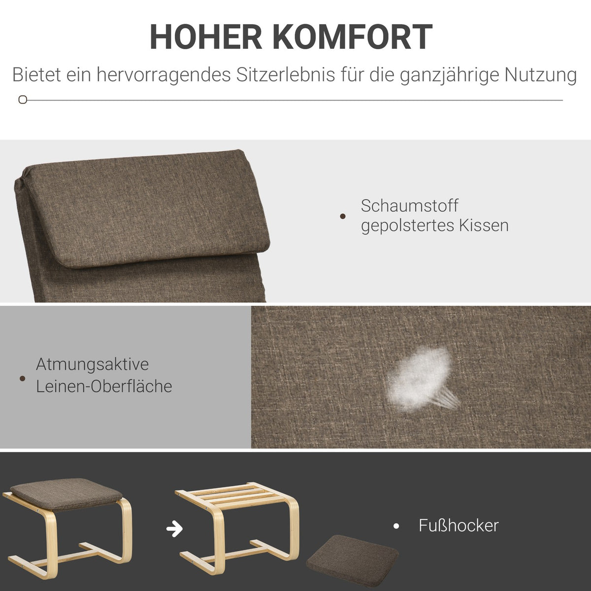 Relaxation Chair With Footstool, Wing Chair With Stool, Dining Chair With Linen Cover For Living Room, Brown 67 X 72 X 100 Cm