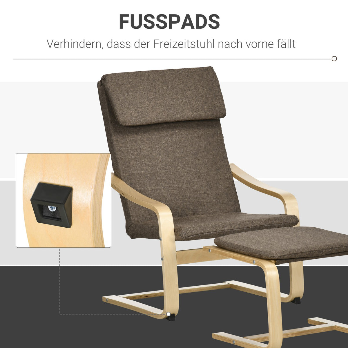 Relaxation Chair With Footstool, Wing Chair With Stool, Dining Chair With Linen Cover For Living Room, Brown 67 X 72 X 100 Cm