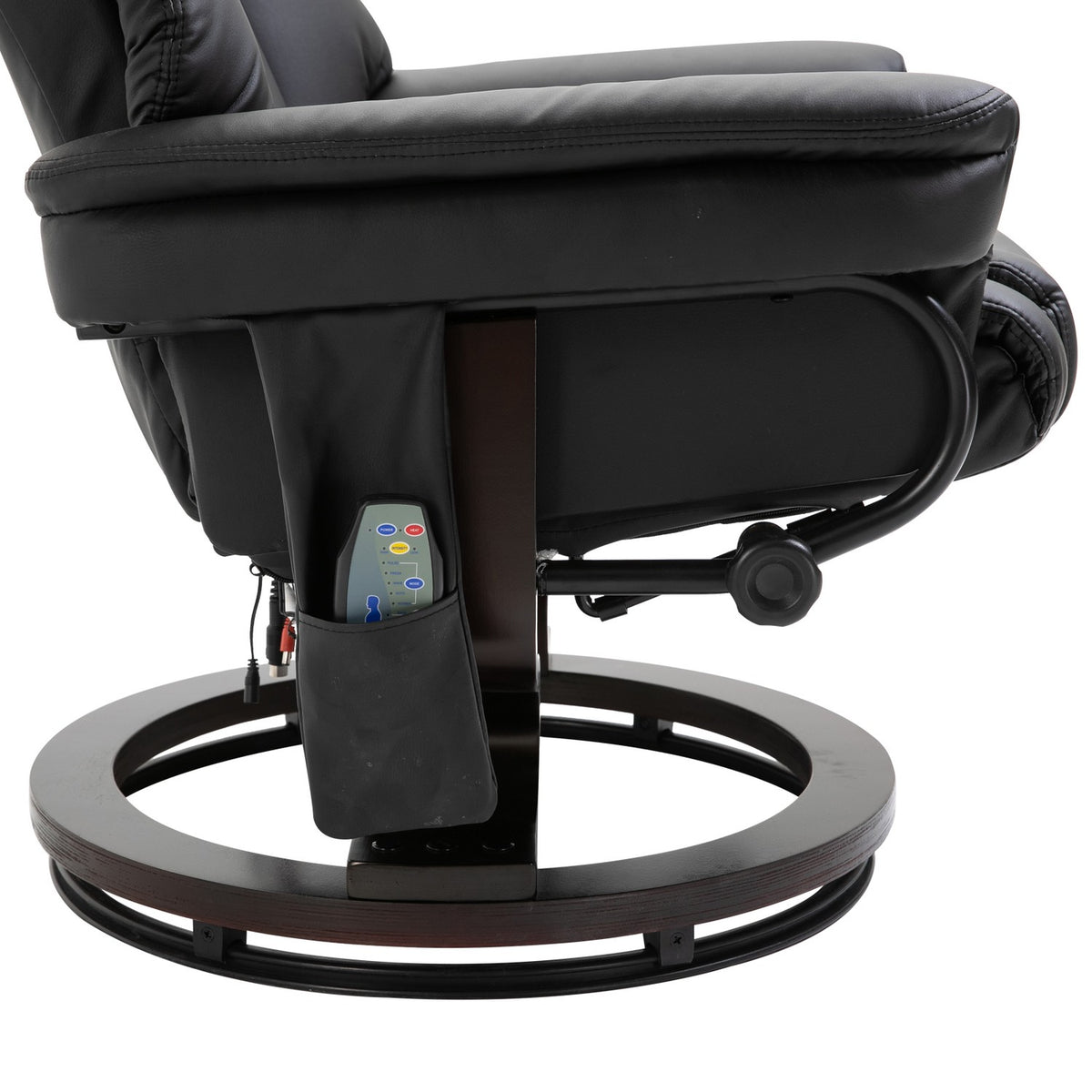 Relaxation Chair With Massage Function And Footstool Massage Chair With Reclining Function, Faux Leather, Black