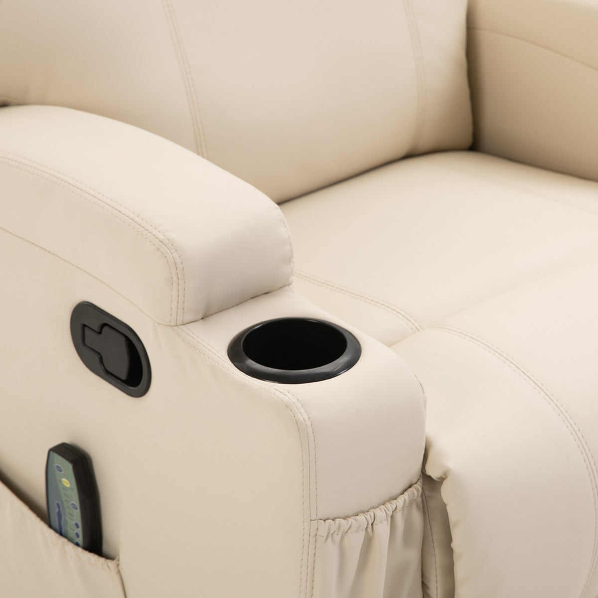 Relaxation Chair With Reclining Function, Electric Massage Chair, 5 Massage Modes, Artificial Leather, Cream White, 84X92X109Cm