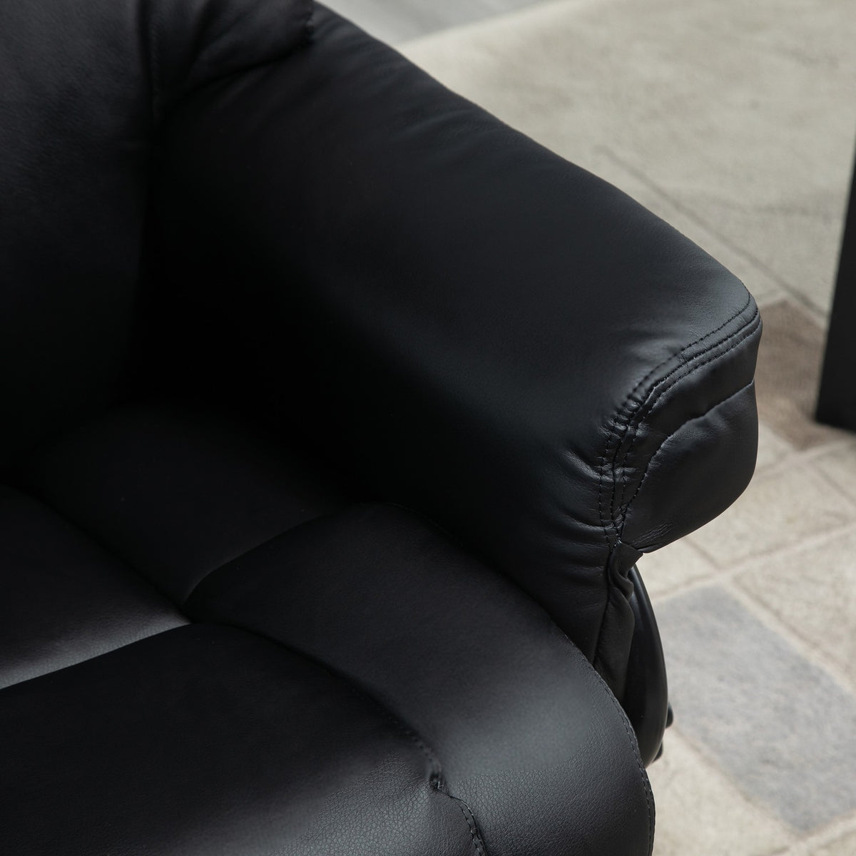 Relaxation Chair With Stool, Rotating Tv Chair With Reclining Function, Faux Leather, Black
