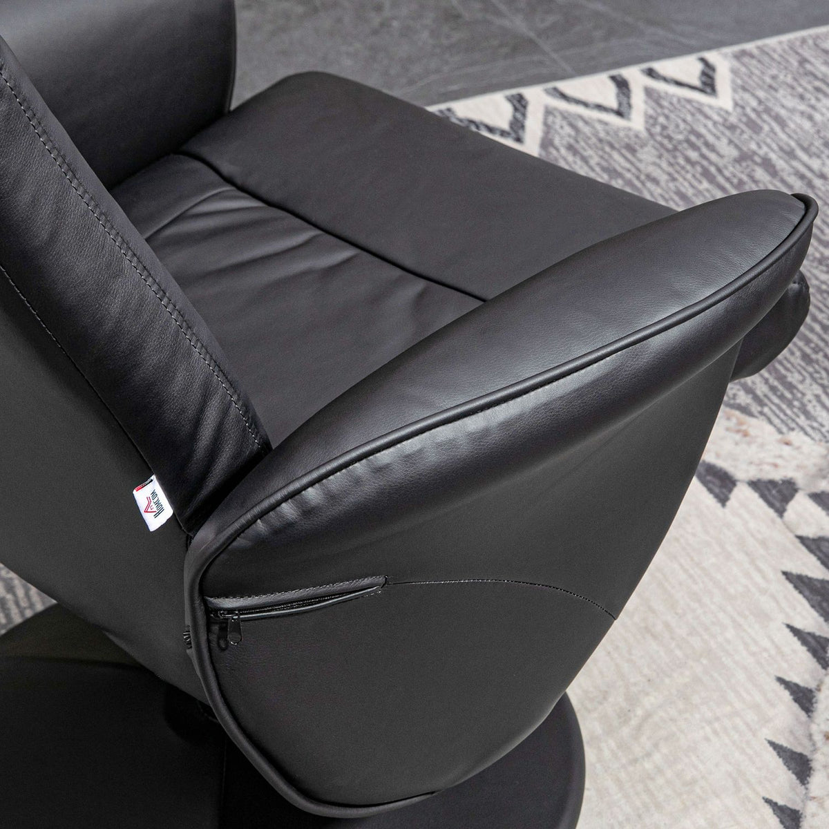 Relaxation Chair With Stool, Tv Chair, Tv Chair With Reclining Function, Swivel Upholstered Chair For Living Room, Bedroom, Faux Leather, Black
