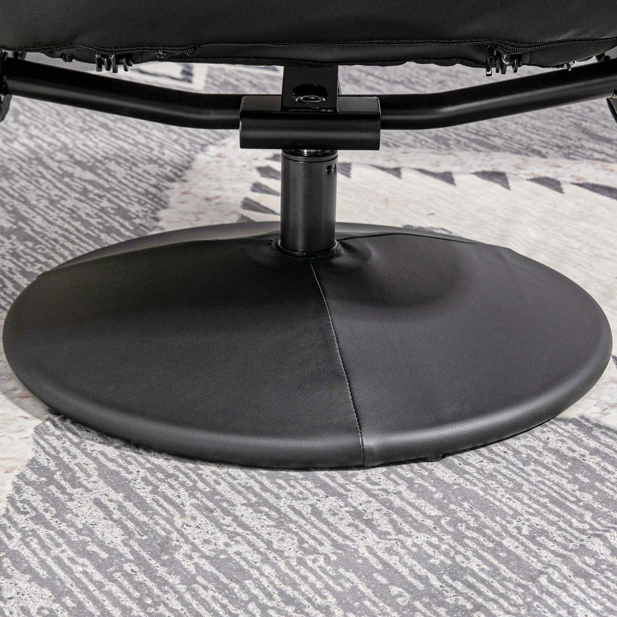 Relaxation Chair With Stool, Tv Chair, Tv Chair With Reclining Function, Swivel Upholstered Chair For Living Room, Bedroom, Faux Leather, Black