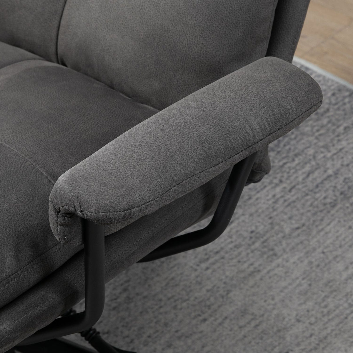 Relaxation Chair With Stool, Tv Chair With Swivel Base, Tv Chair With Reclining Function, Load Capacity Up To 150 Kg, Polyester, Steel, Dark Gray