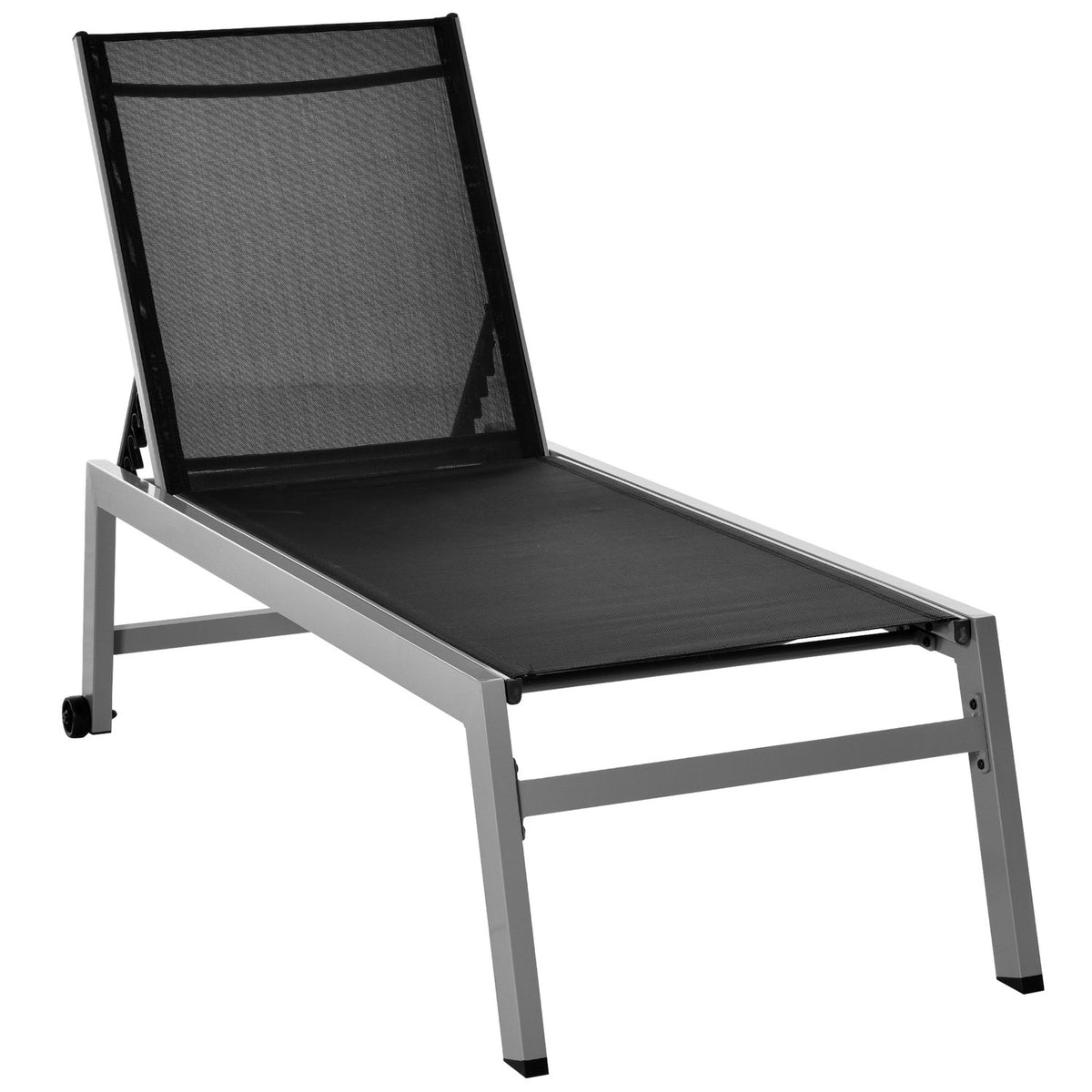 Relaxation Lounger Sun Lounger 5-Level Backrest Aluminum Black 169X65X102Cm