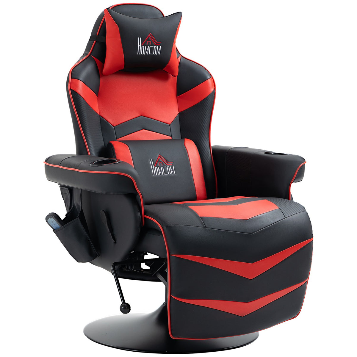 Relaxation Lounger With Massage Function, Ergonomic Lounge Chair With High Backrest And Cushions, Tv Chair With Cup Holder, Recliner, Faux Leather