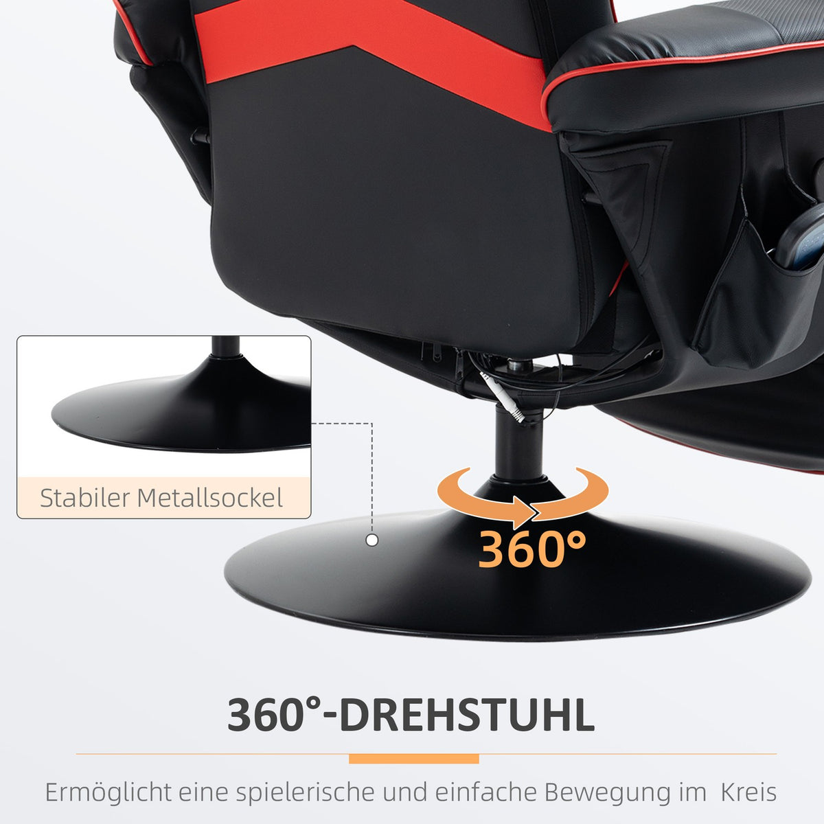 Relaxation Lounger With Massage Function, Ergonomic Lounge Chair With High Backrest And Cushions, Tv Chair With Cup Holder, Recliner, Faux Leather