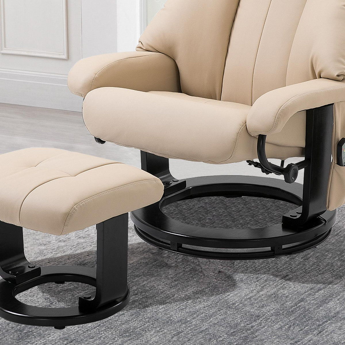 Relaxation Lounger With Reclining Function, Massage Chair, Tv Chair, Recliner, Ergonomic Chair, Armchair With Stool, Massage, Beige, 76 X 80 X 102 Cm