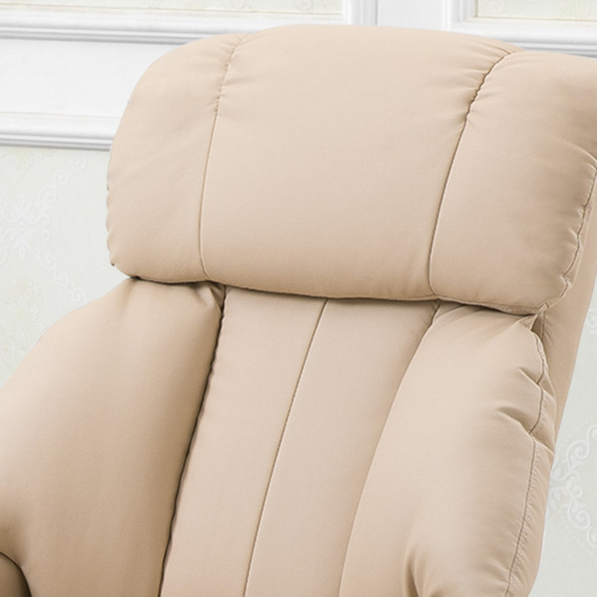 Relaxation Lounger With Reclining Function, Massage Chair, Tv Chair, Recliner, Ergonomic Chair, Armchair With Stool, Massage, Beige, 76 X 80 X 102 Cm