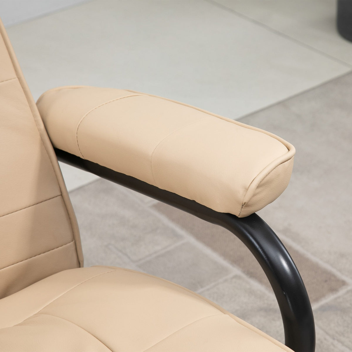 Relaxation Lounger With Reclining Function, Massage Chair, Tv Chair, Tv Armchair With Massage Function Incl. Stool, Faux Leather, Cream White, 77 X 84 X 95 Cm