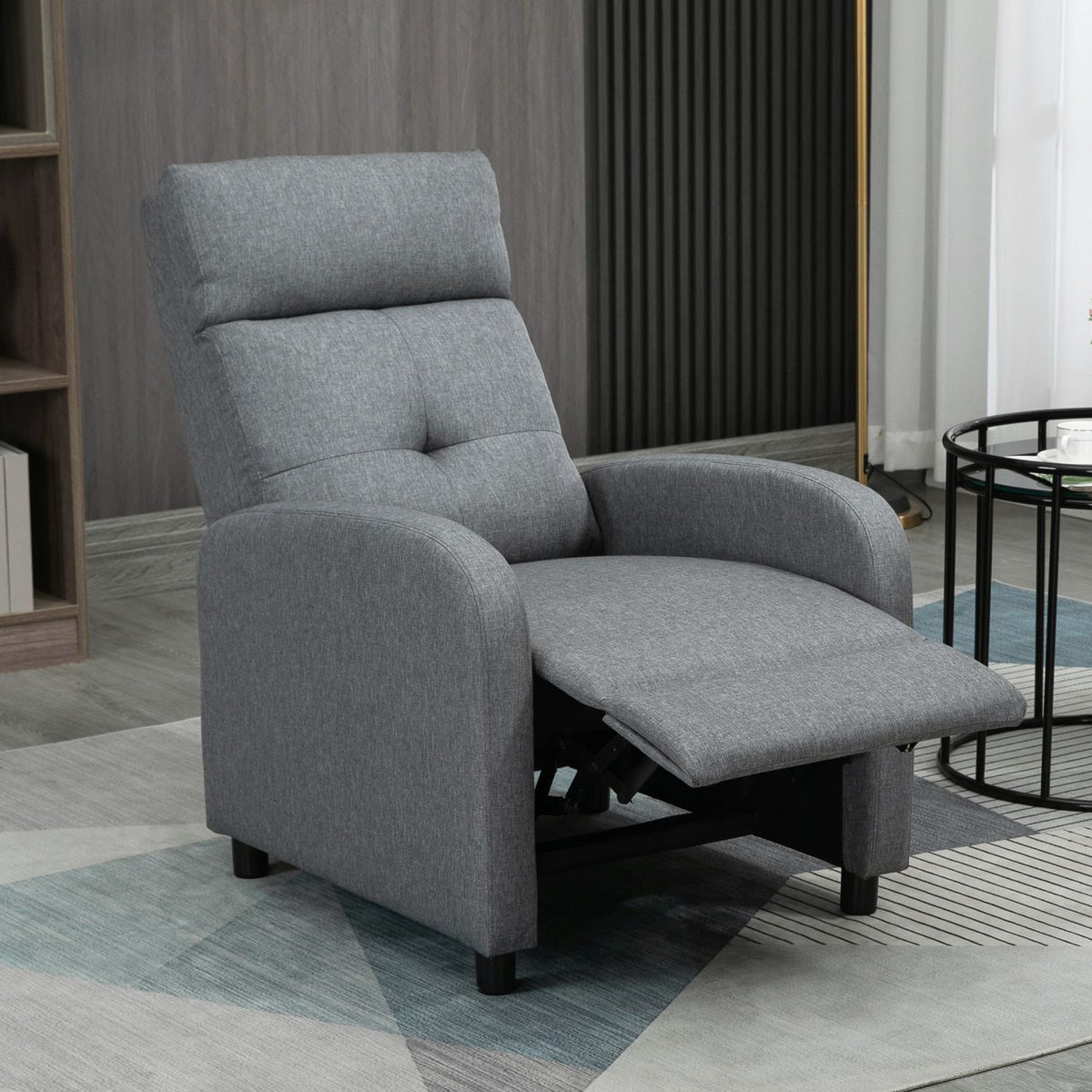 Relaxation armchair, TV armchair with reclining function, TV armchair with linen look, upholstered reclining armchair with pocket spring core, recliner chair with a load capacity of up to 150 kg for the living room, gray