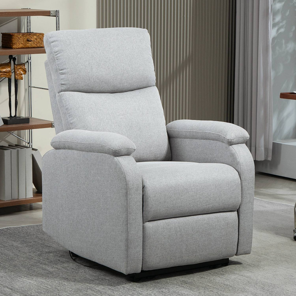 Relaxation armchair, TV armchair with reclining function, upholstered TV armchair with linen look, recliner armchair with pocket spring core, recliner chair with a load capacity of up to 150 kg for the living room, gray