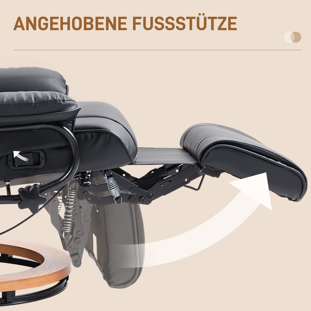 Relaxation armchair swivel TV armchair with reclining function and footrest can hold up to 150 kg, TV armchair made of faux leather in black for living room