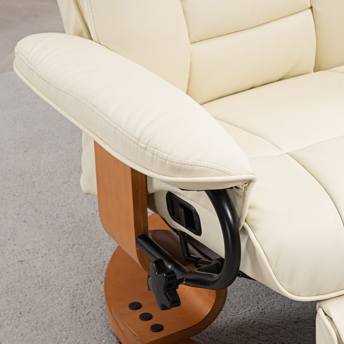Relaxation armchair, swivel TV armchair with reclining function and footrest up to 150 kg, faux leather in cream white for living room