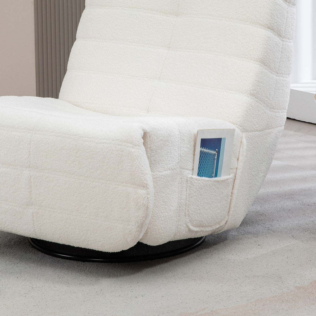 Relaxation armchair swivel TV armchair with reclining function, rocking function, TV armchair with footrest, pocket spring core, side pocket